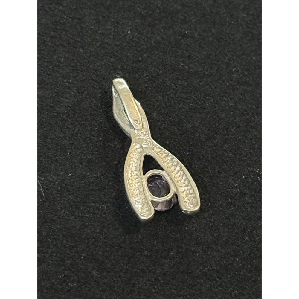 Sterling Silver 925 Amethyst Wishbone Pendant - Picture 4 of 7